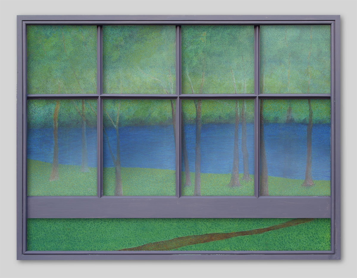 Glazed window frame painting